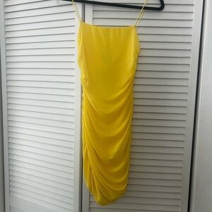 Hello Molly Vibrant Yellow ruched Mini Dress